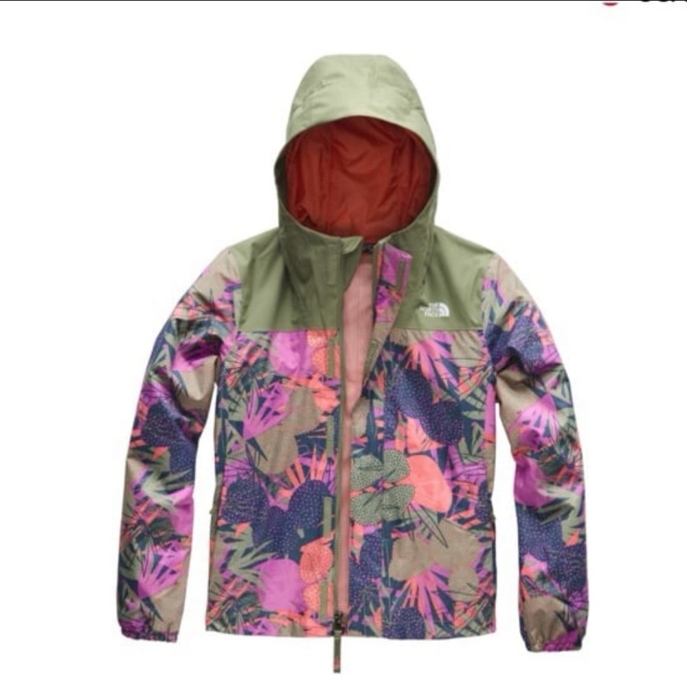 THE NORTH FACE Girls’ Resolve Reflective Jacket, Four Leaf Clover Agave Print,